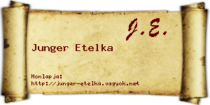Junger Etelka névjegykártya